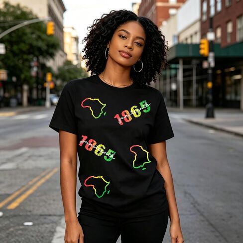 UNIQUEONE Juneteenth Shirts Women Black History Tshirt: 1865 Juneteenth Shirt African American Freedom Colorful Tee in Kuwait