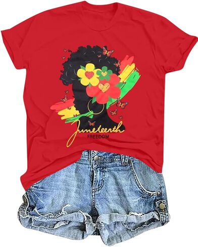 UNIQUEONE Juneteenth Shirts Women Black History Tshirt: 1865 Juneteenth Shirt African American Freedom Colorful Tee in Kuwait