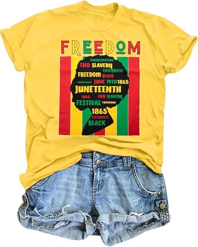 UNIQUEONE Juneteenth Shirts Women Black History Tshirt: 1865 Juneteenth Shirt African American Freedom Colorful Tee in Kuwait