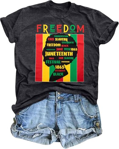 UNIQUEONE Juneteenth Shirts Women Black History Tshirt: 1865 Juneteenth Shirt African American Freedom Colorful Tee in Kuwait