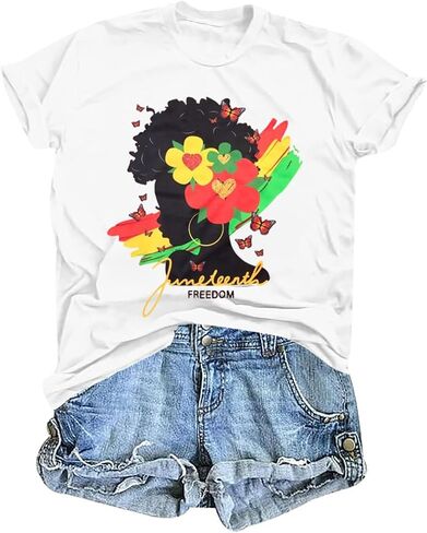 UNIQUEONE Juneteenth Shirts Women Black History Tshirt: 1865 Juneteenth Shirt African American Freedom Colorful Tee in Kuwait