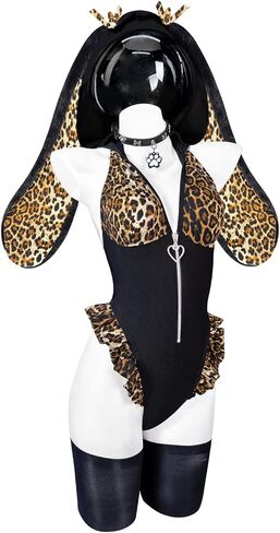 KORURACLUB Leopard print Bunny lingerie Animal print lingerie Sexy Anime Kawaii cosplay outfits Bunny Bodysuit in Saudi Arabia