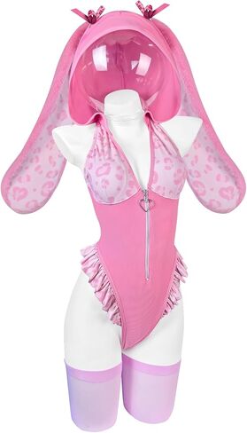 KORURACLUB Leopard print Bunny lingerie Animal print lingerie Sexy Anime Kawaii cosplay outfits Bunny Bodysuit in Saudi Arabia