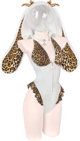 KORURACLUB Leopard print Bunny lingerie Animal print lingerie Sexy Anime Kawaii cosplay outfits Bunny Bodysuit in Saudi Arabia