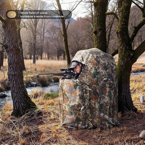 Pop-Up Hunting Ground Blind, Lightweight 1-2 Person Hunting Blind with Carrying Bag, 4-Panel Spring Steel, for Deer, Turkey Duck Hunting, Bow Hunting in Kuwait