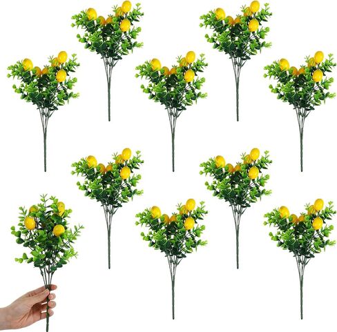 10 Pack Fake Lemon Branches Artificial Lemons Decorations Vivid Yellow Faux Lemons Tables Centerpiece for Kitchen Farmhouse Home Spring Summer Decor, 7.1 x 12.6 Inch in Saudi Arabia