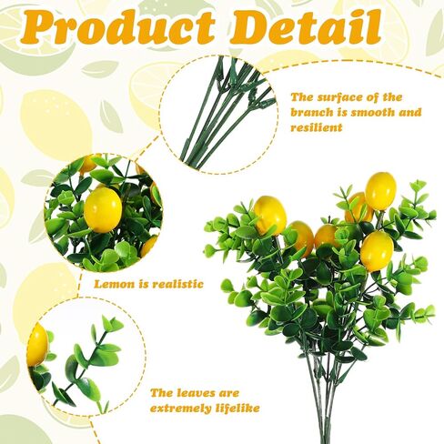 10 Pack Fake Lemon Branches Artificial Lemons Decorations Vivid Yellow Faux Lemons Tables Centerpiece for Kitchen Farmhouse Home Spring Summer Decor, 7.1 x 12.6 Inch in Saudi Arabia
