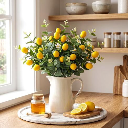 10 Pack Fake Lemon Branches Artificial Lemons Decorations Vivid Yellow Faux Lemons Tables Centerpiece for Kitchen Farmhouse Home Spring Summer Decor, 7.1 x 12.6 Inch in Saudi Arabia