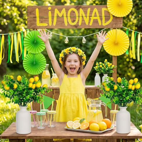 10 Pack Fake Lemon Branches Artificial Lemons Decorations Vivid Yellow Faux Lemons Tables Centerpiece for Kitchen Farmhouse Home Spring Summer Decor, 7.1 x 12.6 Inch in Saudi Arabia