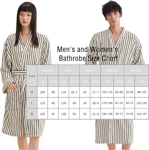 XUEMML Womens Robe 100% Cotton Luxury Stripe Bathrobe For Unisex Soft Terry Cloth Towel Robes With Pockets in Saudi Arabia