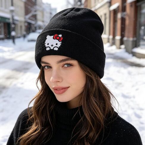 Cute Anime Beanie Hats, Cartoon Funny Winter Knit Hat Gifts for Men Women in Saudi Arabia