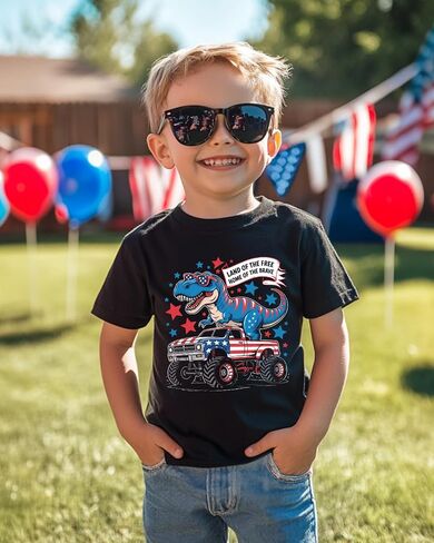 Habudda Boys 4th of July Shirt, Girls Kids Toddler 250th USA Shirts, Red White and Blue American Flag Patriotic Tee 2T-8T in Kuwait