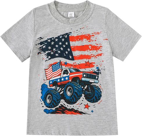 Toddler Boys 4th of July Shirts Cotton American Flag Dinosaur T-Shirts Kids Patriotic Short Sleeve Tees Top 2-7 Years in Saudi Arabia