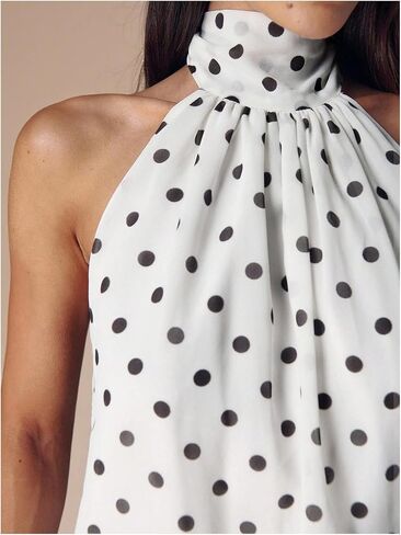 Verdusa Women's Y2K Polka Dots Halter Tops Backless Cute Peplum Tops Summer Going Out Outfits in Saudi Arabia
