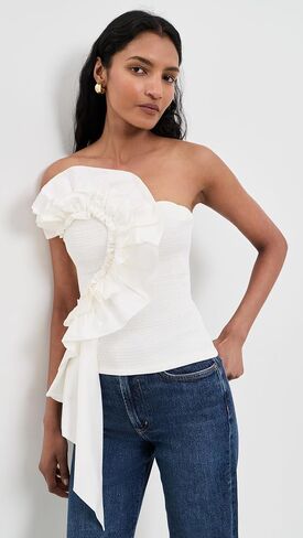 FARM Rio Women's Smocked Strapless Top in Saudi Arabia