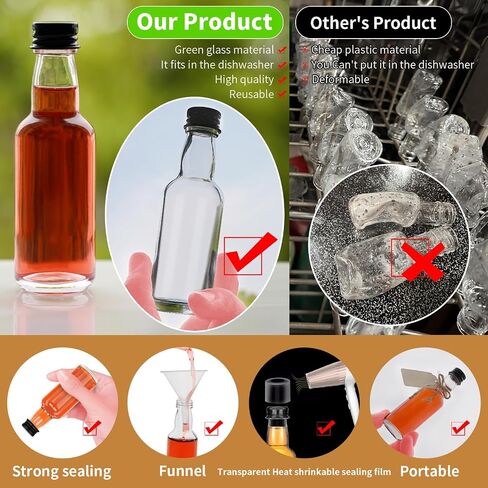 25 PCS زجاجات زجاجية مصغرة مع أغطية زجاجات نبيذ زجاجية صغيرة قابلة لإعادة الاستخدام قابلة لإعادة الاستخدام مع غطاء المسمار الأسود من الألومنيوم لعيد ميلاد عيد الميلاد (100 مل/ 3.5 أوقية) (25 مساءً 3.5 أوقية زجاجية) in Kuwait