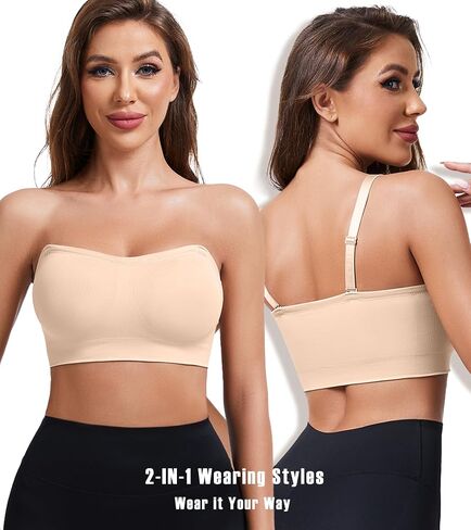 Strapless Bras for Women Padded Bandeau Bra Non-Slip Wireless Push Up Invisible Silicone Tube Top Bralette in Saudi Arabia
