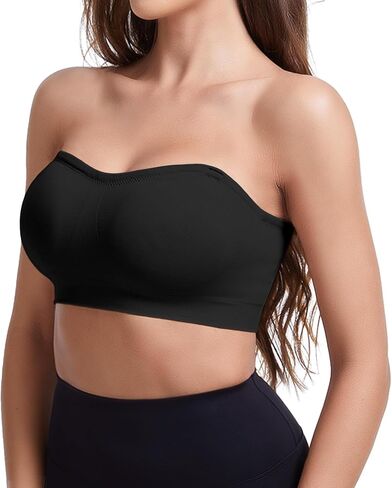 Strapless Bras for Women Padded Bandeau Bra Non-Slip Wireless Push Up Invisible Silicone Tube Top Bralette in Kuwait