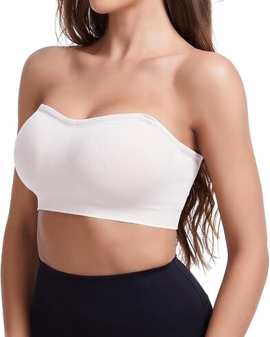 Strapless Bras for Women Padded Bandeau Bra Non-Slip Wireless Push Up Invisible Silicone Tube Top Bralette in Saudi Arabia