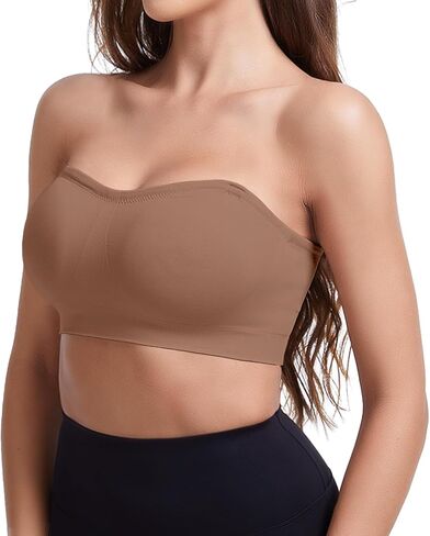 Strapless Bras for Women Padded Bandeau Bra Non-Slip Wireless Push Up Invisible Silicone Tube Top Bralette in Saudi Arabia