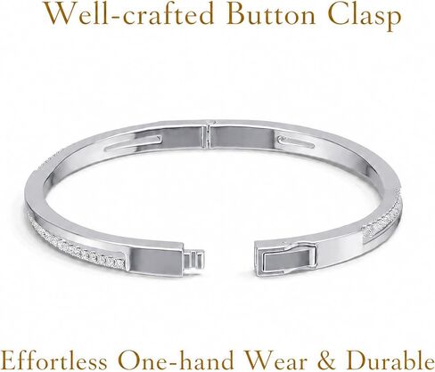 AuraLyric Infinity Twist Bangle Bracelet for Women, White Gold Plated CZ Bracelet with Double-Sided Sparkle, Non Tarnish Stackable Hinged Bangle, Everyday Jewelry Gift for Her in Saudi Arabia