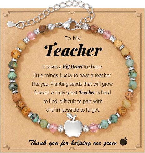 Teacher Appreciation Gifts for Women Natural Stone Apple Bracelets Birthday Teacher's Day Gifts for Teachers from Student in Kuwait
