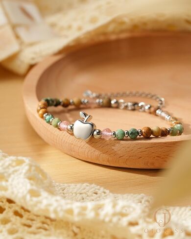 Teacher Appreciation Gifts for Women Natural Stone Apple Bracelets Birthday Teacher's Day Gifts for Teachers from Student in Kuwait