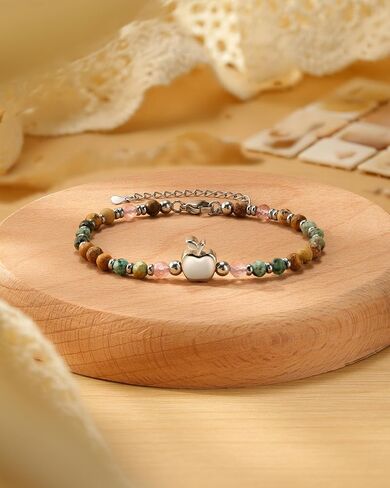 Teacher Appreciation Gifts for Women Natural Stone Apple Bracelets Birthday Teacher's Day Gifts for Teachers from Student in Kuwait