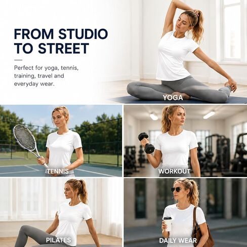 Women's Short Sleeve Athletic Shirts Open Back Workout Tops Quick Dry Loose Fit Gym Running Yoga T Shirt in Kuwait