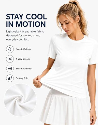 Women's Short Sleeve Athletic Shirts Open Back Workout Tops Quick Dry Loose Fit Gym Running Yoga T Shirt in Kuwait