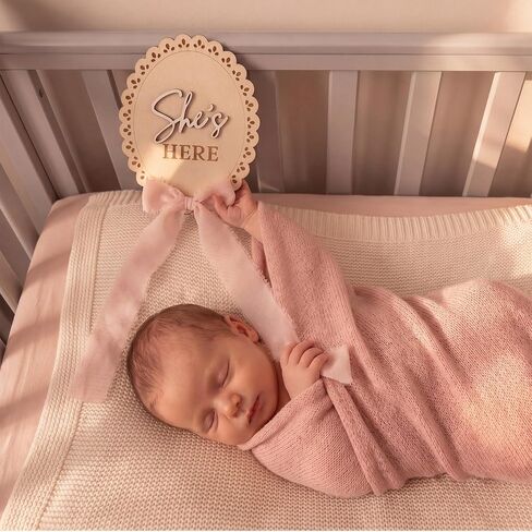 Wenqik 5 Pcs Baby Announcement Gender Reveal Sign Set​ 5.9 Inch Wooden Hello World Newborn Sign Welcome Birth Name Plaques Milestone Gifts for Girl Photo Prop Shower Boy Hospital Nursery Wall Decor in Kuwait