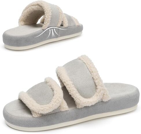 Chantomoo Adjustable Acrh Support Orthopedic Slippers for Women Memory Foam House Two Bands Velcro Upper Slipper Comfy Gift Slippers in Saudi Arabia