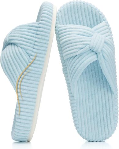 Chantomoo Orthopedic Arch Support Slippers for Women Memory Foam House Corduroy Bow Crossbands Slipper Comfy Gift Slippers in Saudi Arabia