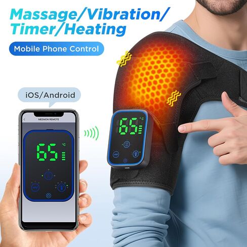 BestYiJo Cordless Heated Shoulder Wrap with Massager, Shoulder Heating Pad, 7 Temperature Control, 3 Temperature Adjustment, and 3 Vibration Adjustment for man or Woman in Saudi Arabia