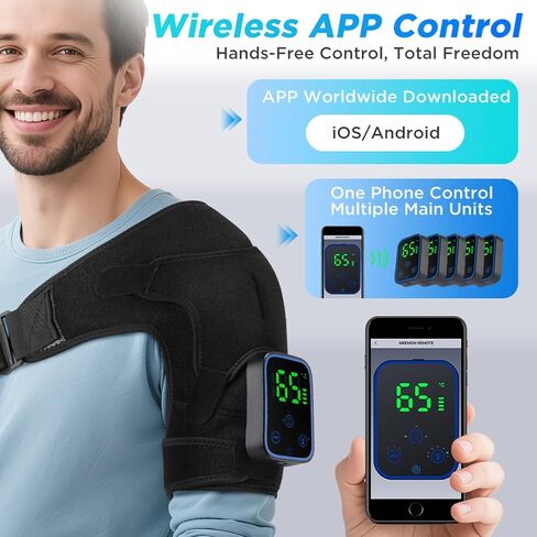BestYiJo Cordless Heated Shoulder Wrap with Massager, Shoulder Heating Pad, 7 Temperature Control, 3 Temperature Adjustment, and 3 Vibration Adjustment for man or Woman in Saudi Arabia