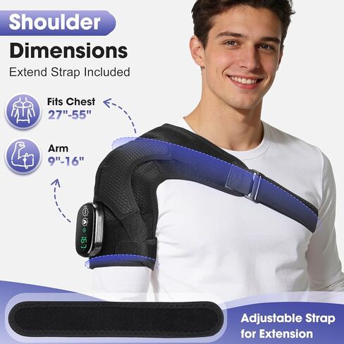 Shoulder Heating Pad with Massage, Cordless Heated Shoulder Wrap for Pain Relief, Rotator Cuff & Frozen Shoulder Support, Portable 3 Heat & 3 Vibration Shoulder Massager for Deep Tissue in Saudi Arabia