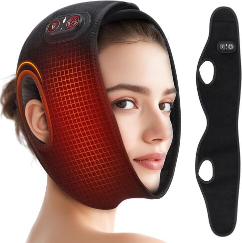 Cordless TMJ Heating Pad for Jaw Pain Relief, Wireless Face Heating Pad with Ear Holes for TMJ, Hands-Free Electric Heat Pack for Lockjaw, Cheek Pain, 3 Heat Modes & 3 Timer Options, Black in Saudi Arabia