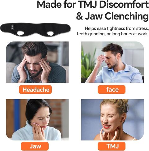 Cordless TMJ Heating Pad for Jaw Pain Relief, Wireless Face Heating Pad with Ear Holes for TMJ, Hands-Free Electric Heat Pack for Lockjaw, Cheek Pain, 3 Heat Modes & 3 Timer Options, Black in Saudi Arabia