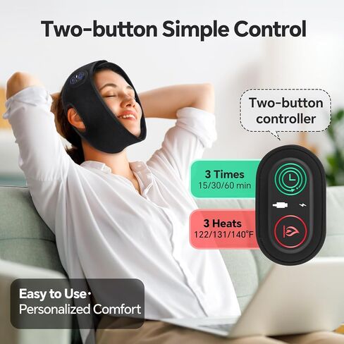 Cordless TMJ Heating Pad for Jaw Pain Relief, Wireless Face Heating Pad with Ear Holes for TMJ, Hands-Free Electric Heat Pack for Lockjaw, Cheek Pain, 3 Heat Modes & 3 Timer Options, Black in Saudi Arabia