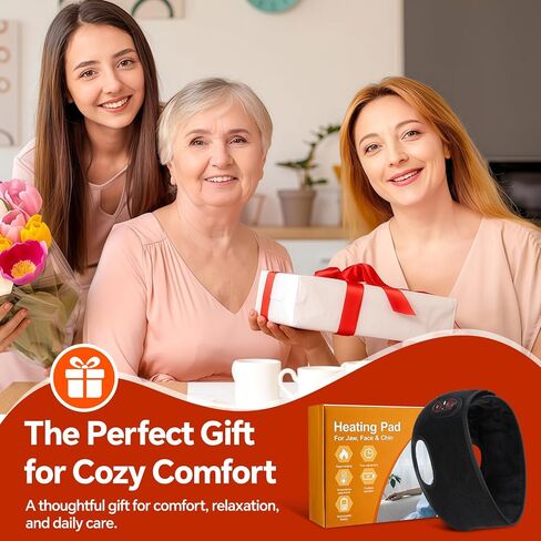 Cordless TMJ Heating Pad for Jaw Pain Relief, Wireless Face Heating Pad with Ear Holes for TMJ, Hands-Free Electric Heat Pack for Lockjaw, Cheek Pain, 3 Heat Modes & 3 Timer Options, Black in Saudi Arabia