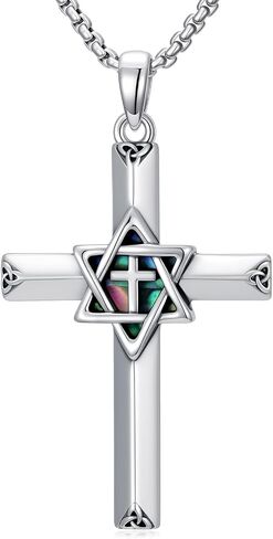 Cross Necklace for Men 925 Sterling Sliver Celtic Cross American flag Irish Pendant with Stainless Steel Chain Religious Faith Jewelry Valentine’s Day Father Day Birthday Gifts for Father Son in Saudi Arabia