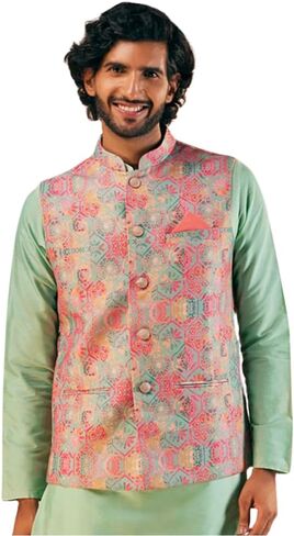 KISAH Men’s Printed Jacket | Traditional Outfit for Men | Festive & Wedding Ethnic Wear | Elegant & Comfortable in Saudi Arabia