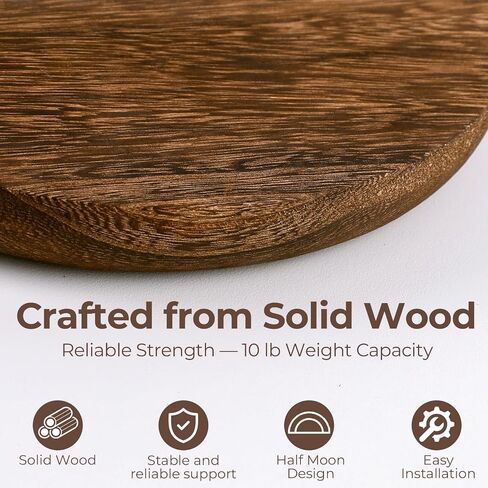 Solid Wood Half Round Floating Shelves, Elegant Floating Shelves, 8.27 Inch Small Shelf for Wall Floating Corner Shelves for Living Room, Bedroom, Bathroom, Office, Decorative Wall Shelves, Set of 5 in Saudi Arabia