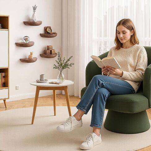 Solid Wood Half Round Floating Shelves, Elegant Floating Shelves, 8.27 Inch Small Shelf for Wall Floating Corner Shelves for Living Room, Bedroom, Bathroom, Office, Decorative Wall Shelves, Set of 5 in Saudi Arabia