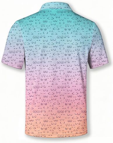 Men's Polo Shirt, Colorful Pattern Print, Short Sleeve Golf Polo, Regular Fit, Funny Pattern with Multicolor in Saudi Arabia