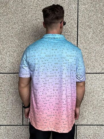 Men's Polo Shirt, Colorful Pattern Print, Short Sleeve Golf Polo, Regular Fit, Funny Pattern with Multicolor in Saudi Arabia