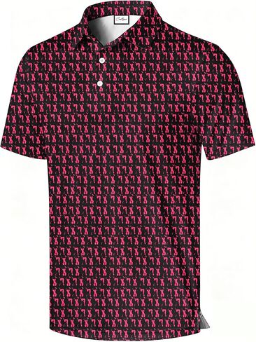 Men's Polo Shirt, Colorful Pattern Print, Short Sleeve Golf Polo, Regular Fit, Funny Pattern with Multicolor in Saudi Arabia