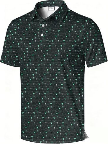 Men's Polo Shirt, Colorful Pattern Print, Short Sleeve Golf Polo, Regular Fit, Funny Pattern with Multicolor in Saudi Arabia