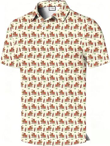 Men's Polo Shirt, Colorful Pattern Print, Short Sleeve Golf Polo, Regular Fit, Funny Pattern with Multicolor in Saudi Arabia
