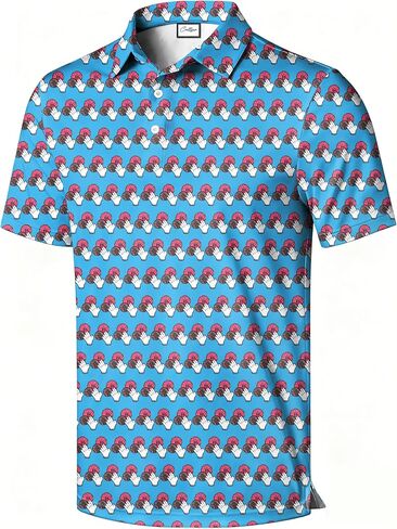 Men's Polo Shirt, Colorful Pattern Print, Short Sleeve Golf Polo, Regular Fit, Funny Pattern with Multicolor in Saudi Arabia